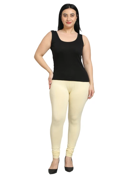 GreyP Churidar Western Wear Legging  (Ivory, Solid)